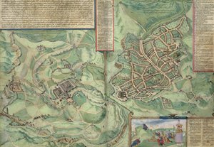 خريطة القدس ، من "العالم" بقلم براون (1541-1622) وفرانز هوغنبرغ (1535-1590) ، ص 1572
