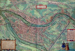 خريطة ليون ، من "Civitates Orbis Terrarum" لجورج براون (1541-1622) و فرانس هوجينبرغ (1535-90) ، c.1572 (نقش الألوان)