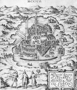 خريطة للمكسيك ، رسم توضيحي من "العالم" بقلم براون (1541-1622) وفرانز هوغنبرغ (1535-90) ج 1572