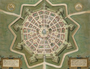 خريطة القدس ، من "العالم" بقلم براون (1541-1622) وفرانز هوغنبرغ (1535-1590) ، ص 1572