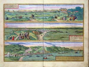 خريطة إشبيلية وكاديز وملقة ، من "Civitates Orbis Terrarum" لجورج براون (1541-1622) وفرنس هوجنبرج (1535-90) ، ج .1572