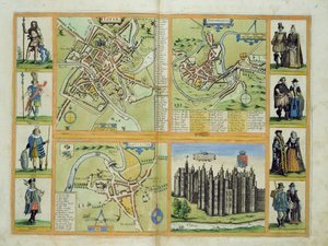 خرائط يورك ، شروزبري ، لانكستر ، وريتشموند ، من "Civitates Orbis Terrarum" لجورج براون (1541-1622) وفرنس هوجنبرج (1535-90) c.1572-1617