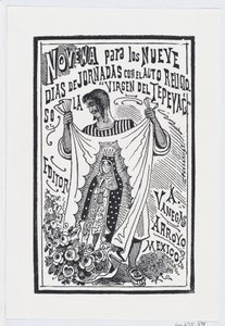 رجل يحمل قطعة من القماش عليها صورة للعذراء ، رسم توضيحي لـ ... ، كاليفورنيا. 1880-1910. بواسطة خوسيه غوادالوبي بوسادا