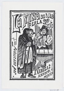 امرأة تبكي وفي يدها منديل وتتحدث إلى حاج عجوز ، صورة توضيحية ... ، كاليفورنيا. 1880-1910. بواسطة خوسيه غوادالوبي بوسادا