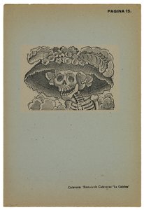 Calavera de la Catrina ، حوالي عام 1910 ، طُبع عام 1943 (نقش محفور بالصور مع نقش) بواسطة خوسيه غوادالوبي بوسادا