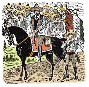 الثورة المكسيكية (1910-1920): صورة لفرانسيسكو إنداليسيو ماديرو (1873-1913) ثورة مكسيكية. Xylography بواسطة خوسيه غوادالوبي بوسادا (1852-1913). بواسطة خوسيه غوادالوبي بوسادا