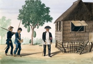 سجين يقوده شرطي ومستشار من "ألبوم فليبوس لفيوز في مانيلا وحولها" ، ص 1845 بواسطة خوسيه هونوراتو لوزانو