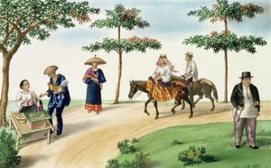 مشهد شارع ، من "ألبوم فليبوس فيوز في مانيلا وحولها" ، ص 1845 بواسطة خوسيه هونوراتو لوزانو