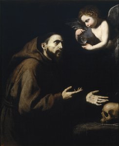 فرانسيس أسيزي والملاك بزجاجة الماء ، 1636-1637 بواسطة خوسيه دي ريبيرا