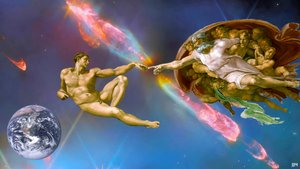 إعادة إنشاء JJM: مايكل أنجلو_خلق آدم+JWST