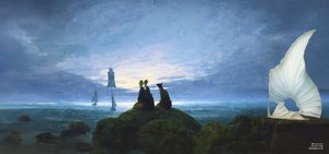 JJM تعيد إنشاء Friedrich-C-D: طلوع القمر فوق البحر (عارض صامت)
