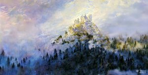 JJM يعيد إنشاء Friedrich-C-D: ضباب الصباح في الجبال (بانوراما)