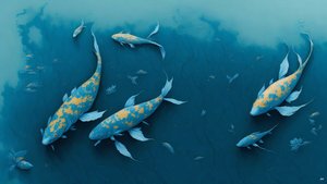 الرسم بالحبر: Koi-Karpfish_blue_01