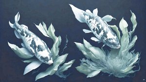 الرسم بالحبر: Koi-Karpfish_white Marble_01