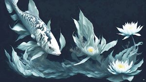 الرسم بالحبر: Koi-Karpfish_white Marble_03