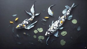 الرسم بالحبر: Koi-Karpfish_white Marble_05
