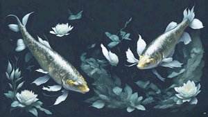 الرسم بالحبر: Koi-Karpfish_yellow_02