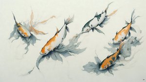 الرسم بالحبر: Koi carp fish_01