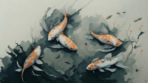 الرسم بالحبر: Koi carp fish_03