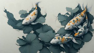 الرسم بالحبر: Koi carp fish_04