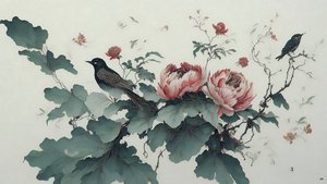 الرسم بالحبر: PEONY in green_01