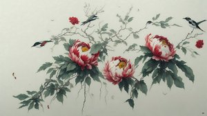 الرسم بالحبر: PEONY in green_02