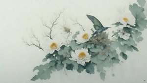 الرسم بالحبر: زهرة الأقحوان باللون الأخضر_02