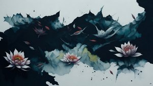 الرسم بالحبر: Waterlili-black_01