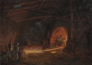 Acierie - Ironworks ، بواسطة Wallander ، جوزيف فيلهلم (1821-1888). زيت على قماش