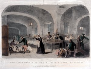 فلورنس نايتنجيل (1820-1910) في المستشفى العسكري في سكوتاري خلال حرب القرم ، 1856