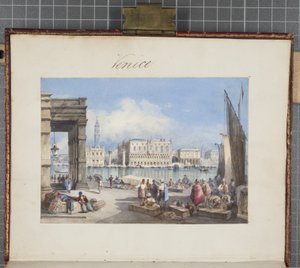 البندقية ، تم لصقها في صفحة عنوان مجلة Thomas Moodys Journal لجولة عبر سويسرا وإيطاليا ، 1822 (مرحاض على ورق) بواسطة جوزيف آكس سليب