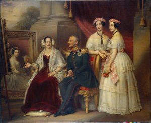 صورة عائلية لجوزيف ، دوق ساكس ألتنبرغ (ساكس-ألتنبرغ) (1789-1868) - رسم جوزيف كارل ستيلر (1781-1858) ، زيت على قماش بواسطة جوزيف كارل ستيلر