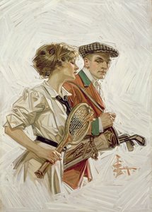 لعبة الجولف أم التنس ؟، حوالي عام 1915 (زيت على قماش)