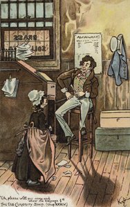 مشهد من متجر الفضول القديم، بقلم تشارلز ديكنز (ليثو ملون) بواسطة جوزيف كلايتون (1856 ـ 1937) (بعد) كلارك