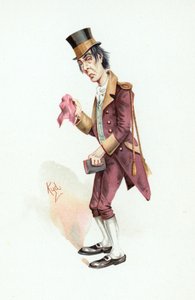 Job Trotter ، توضيح من "اسكتشات شخصية من تشارلز ديكنز" ، c.1890 بواسطة جوزيف كلايتون كلارك