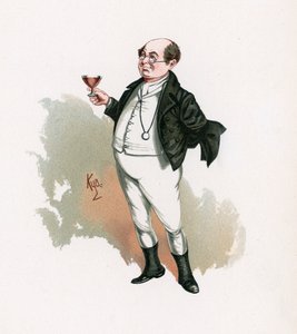 السيد بيكويك ، رسم توضيحي من "رسومات شخصية من تشارلز ديكنز" ، عام 1890 (لون ليثو) بواسطة جوزيف كلايتون كلارك