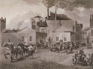 Meux's Brewery ، طريق توتنهام كورت ، لندن ، c1830 بواسطة جوزيف قسطنطين ستادلر