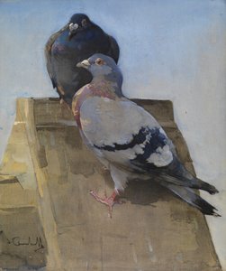 الحمام على السطح (الغواش على الكتان) بواسطة جوزيف كوراهول