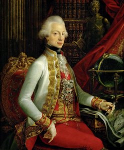 بالألمانية: Großherzog Ferdinand III. (1769-1824)، سون فون ليوبولد الثاني، في مكتبته جالسًا، كنيستوك صورة لفرديناند الثالث، أرشيدوق النمسا ودوق توسكانا الأكبر (1769-1824) جالسًا في مكتبته بواسطة جوزيف دورفميستر