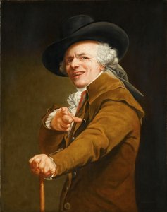 صورة ذاتية للفنان تحت ستار مستهزئ ، ج. 1793.