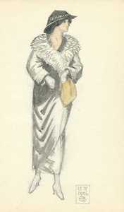 سيدة عصرية ، 15.IV.1916 ، 1916 (قلم وحبر ومرحاض على ورق) بواسطة جوزيف إدوارد سوثال