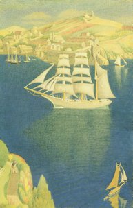 The White Barque at Fowey، 1943 (درجة الحرارة على متن الطائرة) بواسطة جوزيف إدوارد سوثال