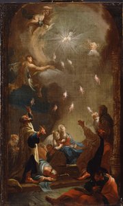 نزول الروح القدس (عيد العنصرة) ، زيت على قماش رسمه جي آي ميلدورفر ، ج .1750 - رسم لجوزيف إجناز ميلدورفر (1719-1775) ، زيت على قماش ، حوالي 1750 - مجيار نيمزيتي غاليريا (المجر) بواسطة جوزيف إغناز ميلدورفر