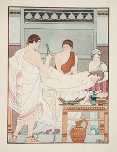 فحص أمراض النساء ، رسم توضيحي من "أعمال أبقراط" ، 1934