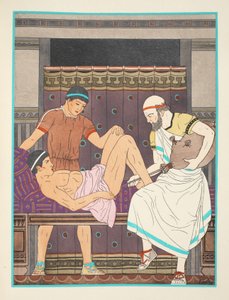 الحصول على حقنة شرجية ، توضيح من "أعمال أبقراط" ، 1934