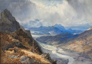 مشهد من Moel Cynwich: Over Over Vale of Afon Mawddach و نحو Cader Idris ، c. 1850. بواسطة جوزيف مالورد وليام تورنر
