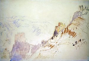 برج التز من الشمال (قلم رصاص وقلم وحبر أحمر وألوان مائية ولون جسم على ورق) بواسطة جوزيف مالورد وليام تورنر