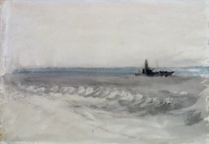 البحر الرمادي ، قارب يجري على الشاطئ ، حوالي 1840 (ألوان مائية على ورق) بواسطة جوزيف مالورد وليام تورنر