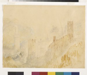 Oberwesel على نهر الراين (ألوان مائية فوق قلم رصاص على ورق أبيض) بواسطة جوزيف مالورد وليام تورنر