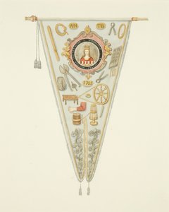لافتة لشركة بريستول Pin-maker ، حوالي عام 1833 (قلم رصاص وألوان مائية ولون جسم على ورق) بواسطة جوزيف مانينغ